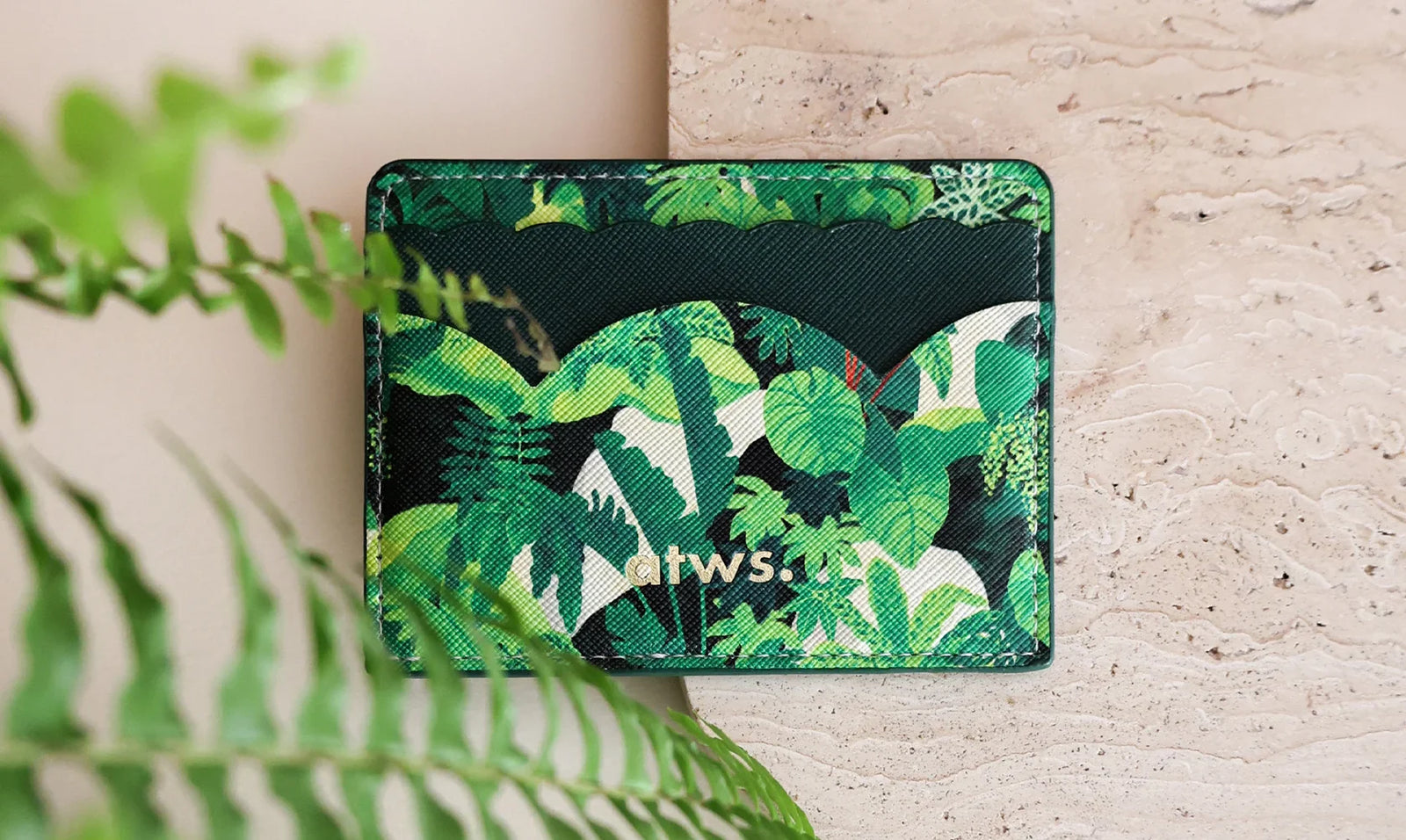 All the Ways to Say card holders – green tropical wallet with botanical print