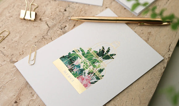 All the Ways to Say greeting cards – botanical thank you card with gold foil and tropical illustration