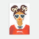 Bows enamel pin by All the Ways to Say featuring gold-plated bow design on illustrated card with woman wearing heart-shaped sunglasses in brown dish on wooden background.