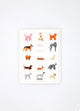 Back cover of Dogue monthly planner decorated with various dog illustrations and atws branding