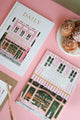 Bakery-themed stationery set with pink and white striped notebooks illustrated with Parisian storefront – All the Ways to Say.