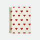 Heart Spiral Notebook – cream cover with red watercolor heart pattern, gold foil details, spiral binding, by All the Ways to Say.