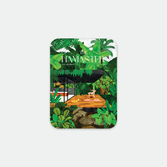 Rectangular breakfast tray with illustration of a yoga retreat terrace surrounded by lush tropical greenery, The Namaster by All the Ways to Say