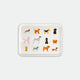 Rectangular breakfast tray with colorful dog illustrations including Dalmatian, Poodle, Dachshund and more, Dogue by All the Ways to Say