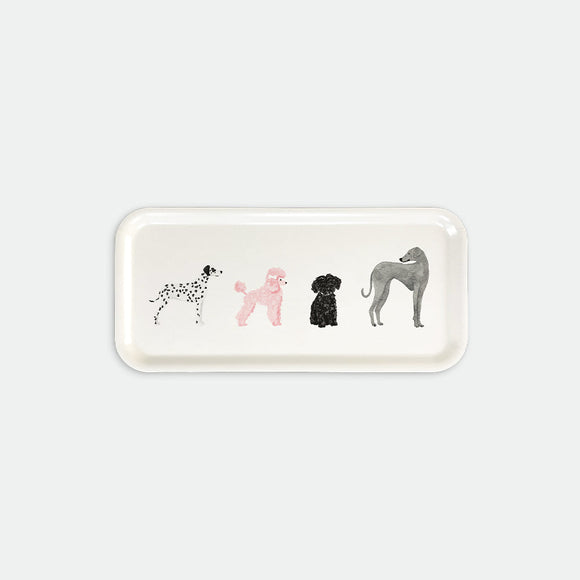 Dogue Coffee Tray by All the Ways to Say in birch wood with playful dog illustrations, made in Sweden, dishwasher safe and food contact approved