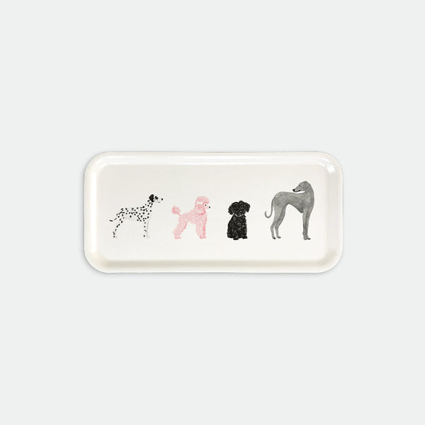 Dogue Coffee Tray by All the Ways to Say in birch wood with playful dog illustrations, made in Sweden, dishwasher safe and food contact approved