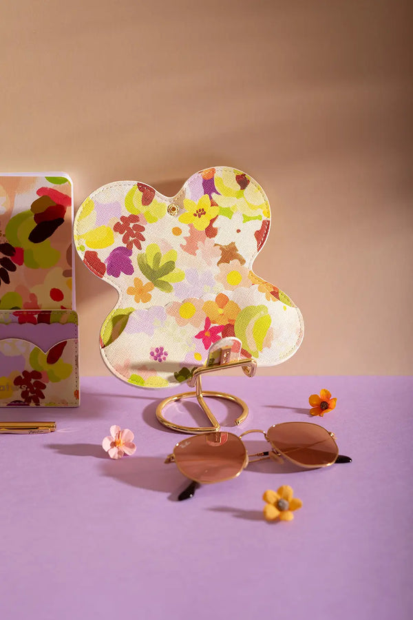 Spring Sweets Clip Case - Inside view of the open floral glasses case showing its unique flower shape.