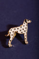 Dalmatian - Pins: Profile view of the standing dalmatian dog pin against a navy blue background.