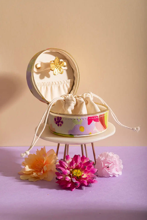 Spring Sweets Jewellery box - Open view showing the interior mirror and ring compartments.