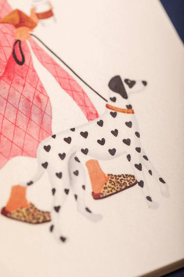 Dalmatian Pocket Notebook A6 DUO - Detailed view of the dalmatian dog with heart-shaped spots.